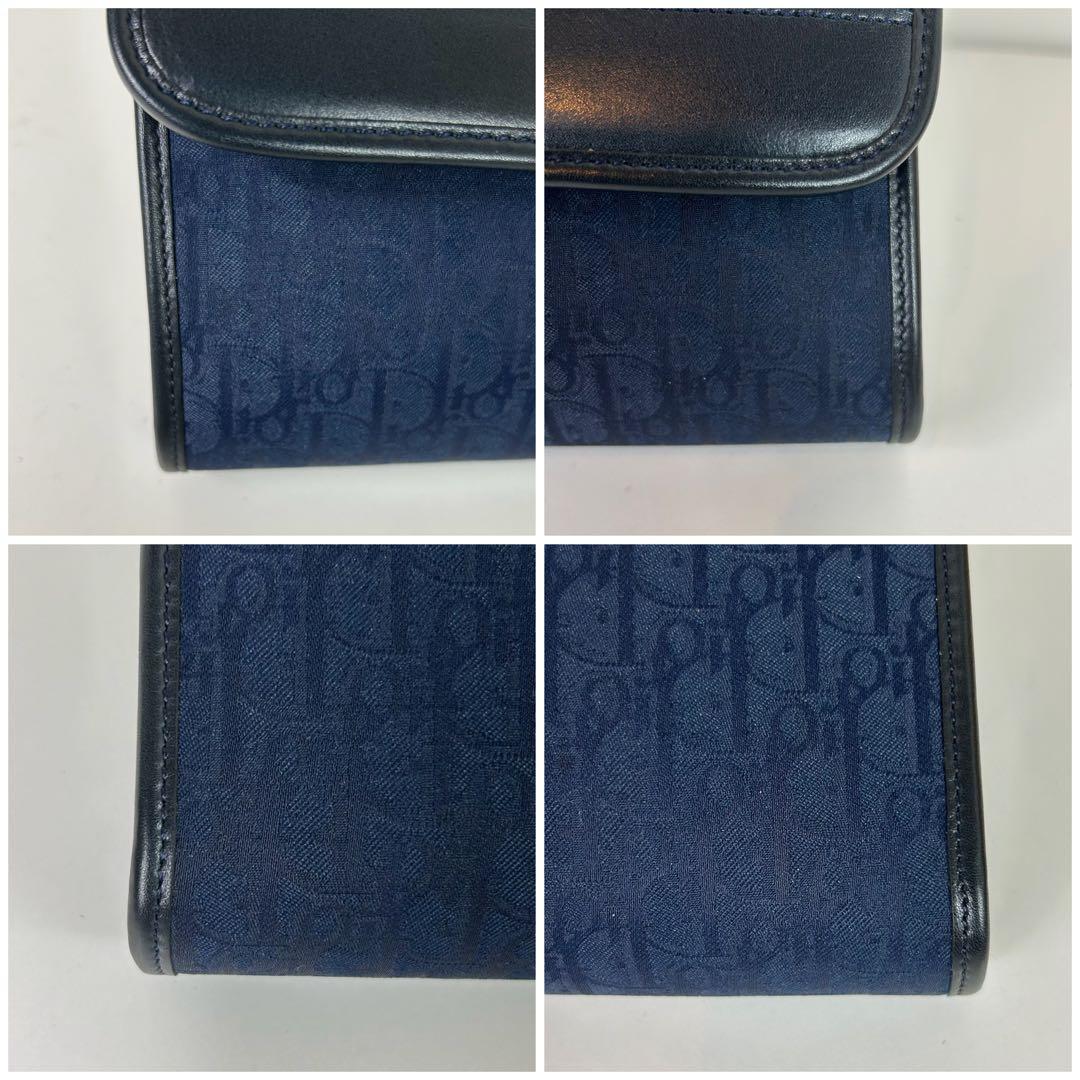 【美品】クリスチャンディオール ショルダーバッグ トロッター チェーン ネイビー