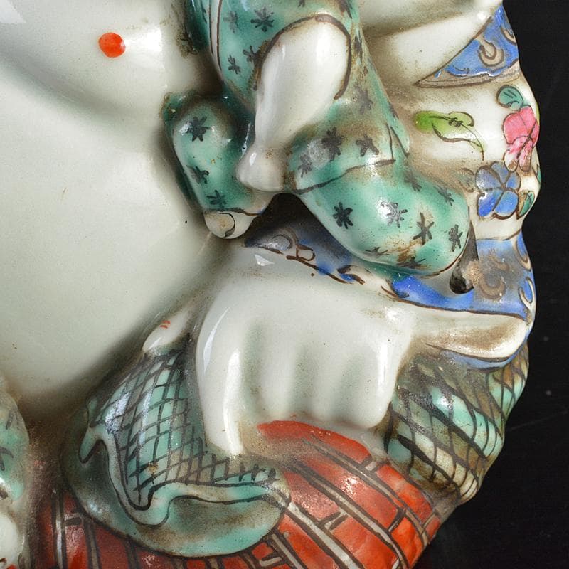 中国 景徳鎮 粉彩 布袋唐子像 置物 H R6992