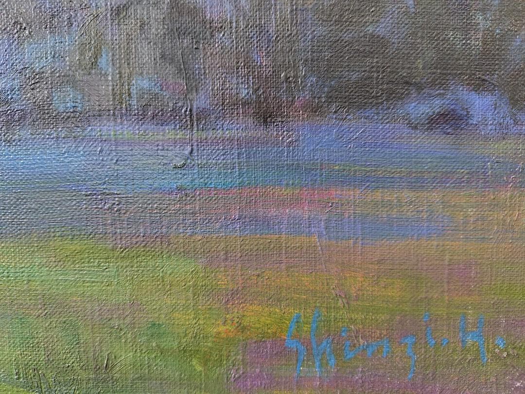 山小屋の灯」1991 F15 油絵 油彩画 絵画 アート 燧ヶ岳 尾瀬ヶ原