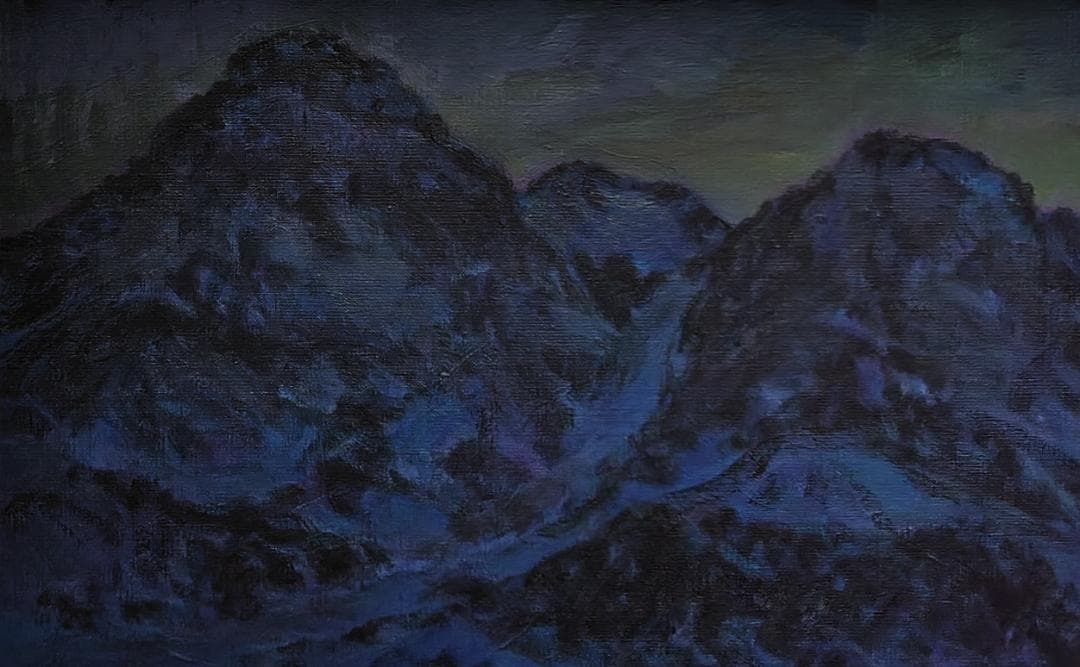 山小屋の灯」1991 F15 油絵 油彩画 絵画 アート 燧ヶ岳 尾瀬ヶ原