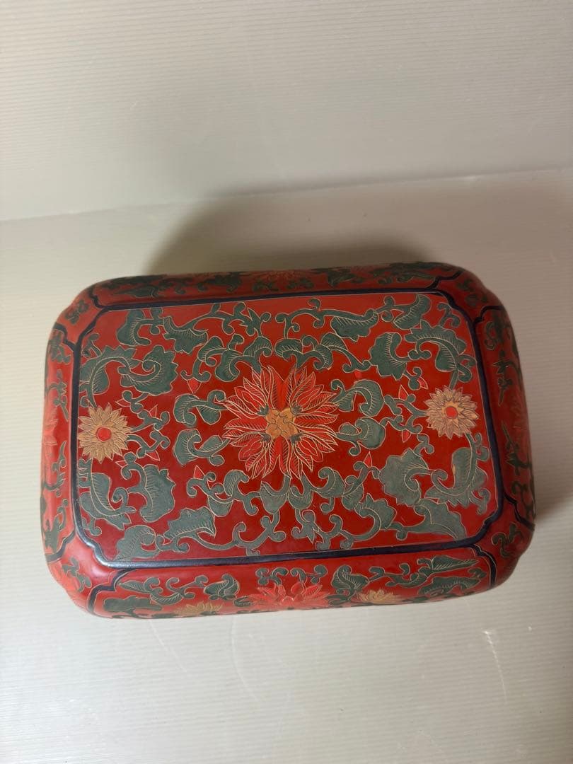 2925 時代 唐物 花文 四方 蓋物 菓子器