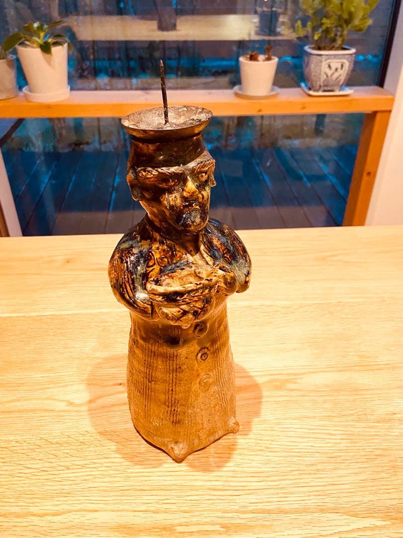 織部 南蛮人蝋燭台 vintage ORIBE￼