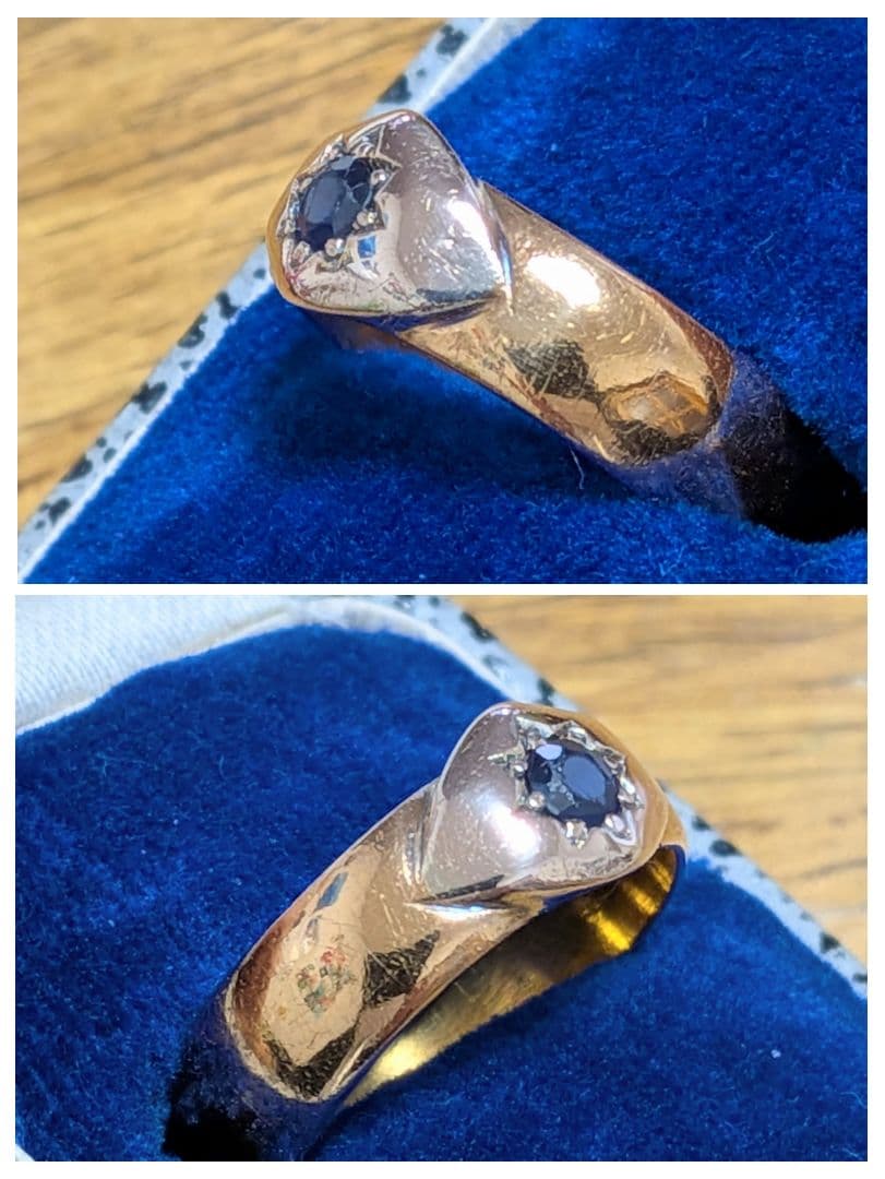 アンティーク 22金 サファイア バンドリング 英国 純金