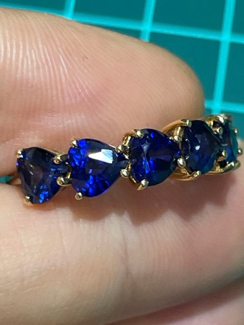 4ct天然サファイア指輪、18k、2.7g、11.5号