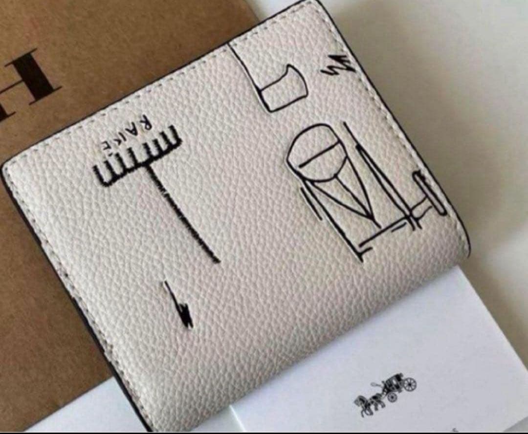 COACHパスキアコラボホワイト白二つ折り財布スナップウォレット.新品未使用品