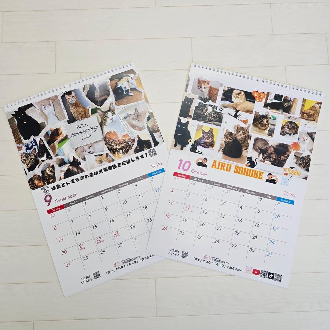 ③《猫》壁掛けチャリティーカレンダー5枚セット