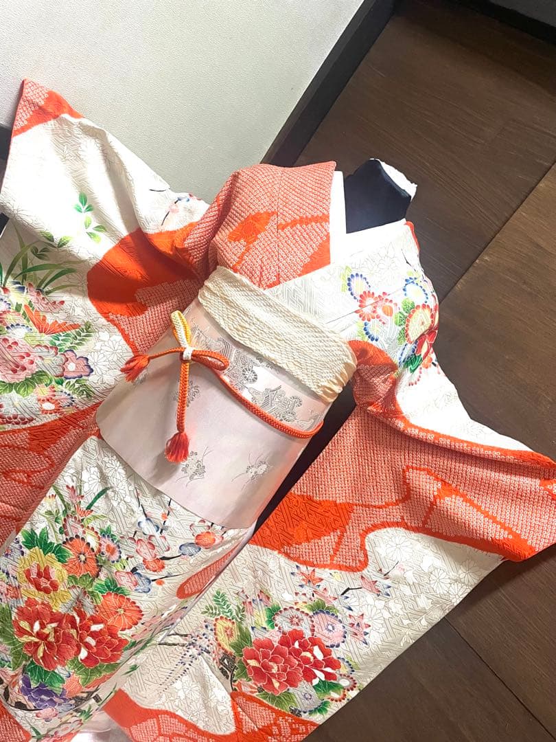 振袖フルセット6点サイズS〜M駒刺繍 絞り 花車文 暈し染め 金彩 正絹