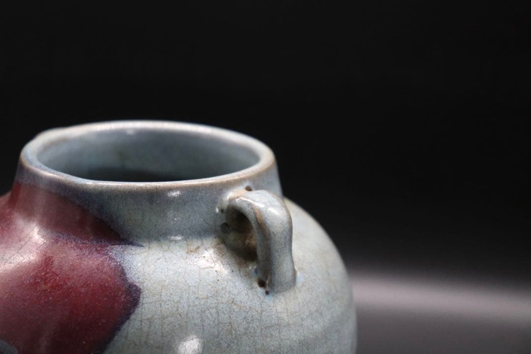 中国　鈞窯雙耳瓶　送料込み0914