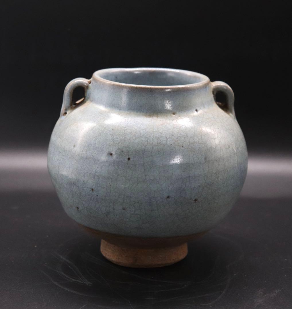 中国　鈞窯雙耳瓶　送料込み0914