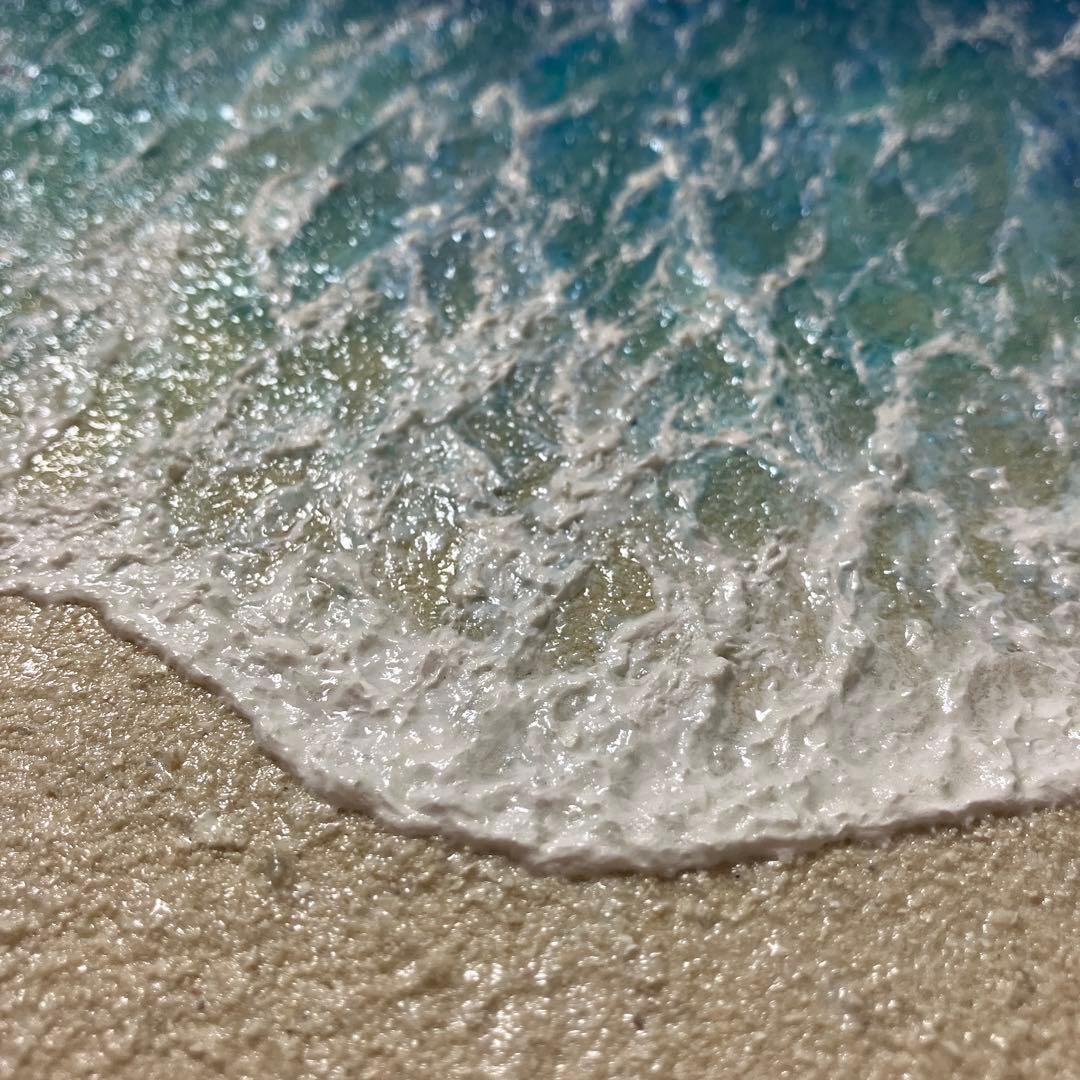 絵画 アクリル画 原画 海 波打ち際 渚 砂浜 テクスチャーアート F3