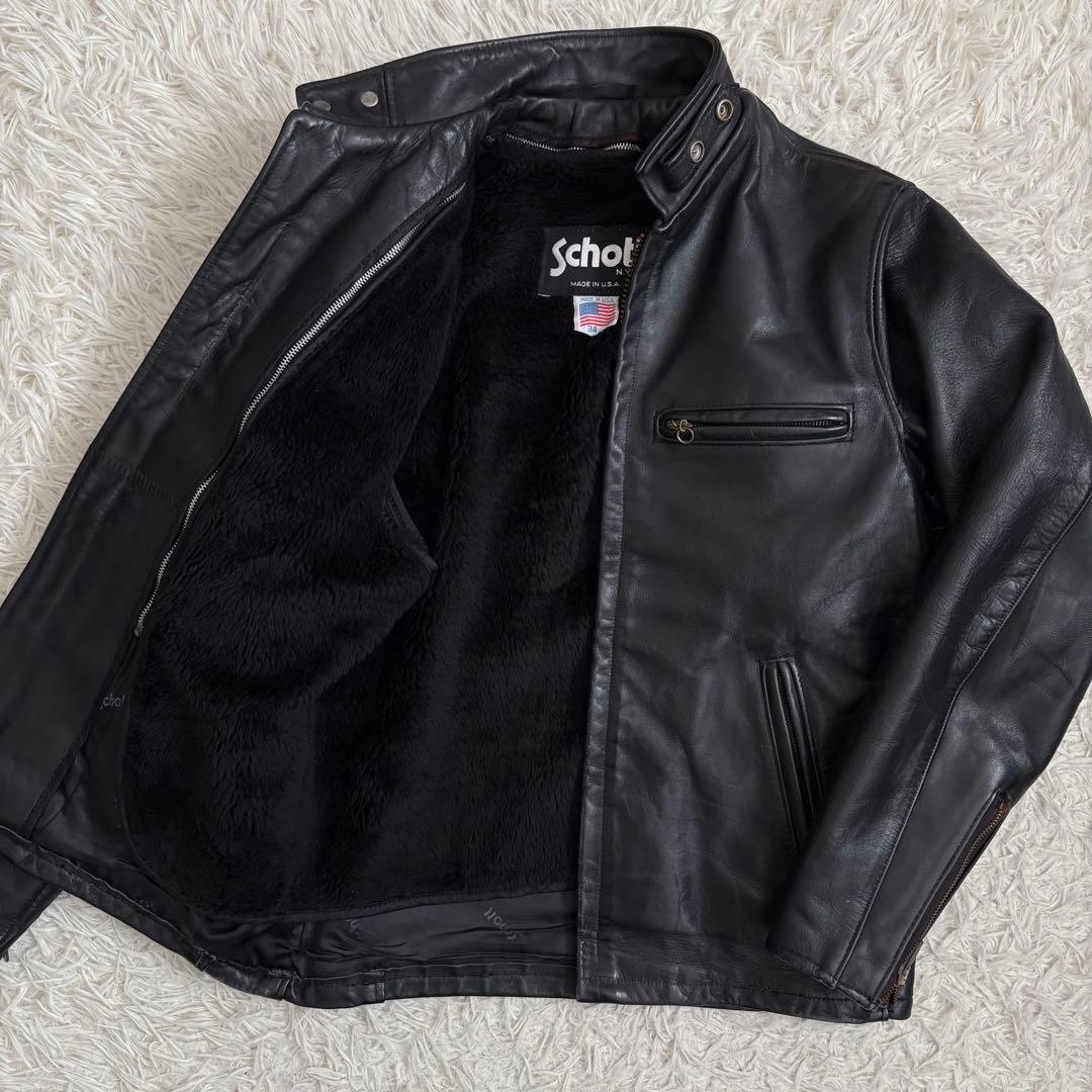 人気✨️Schott ボアライナー付 レザー シングル ライダース ジャケット