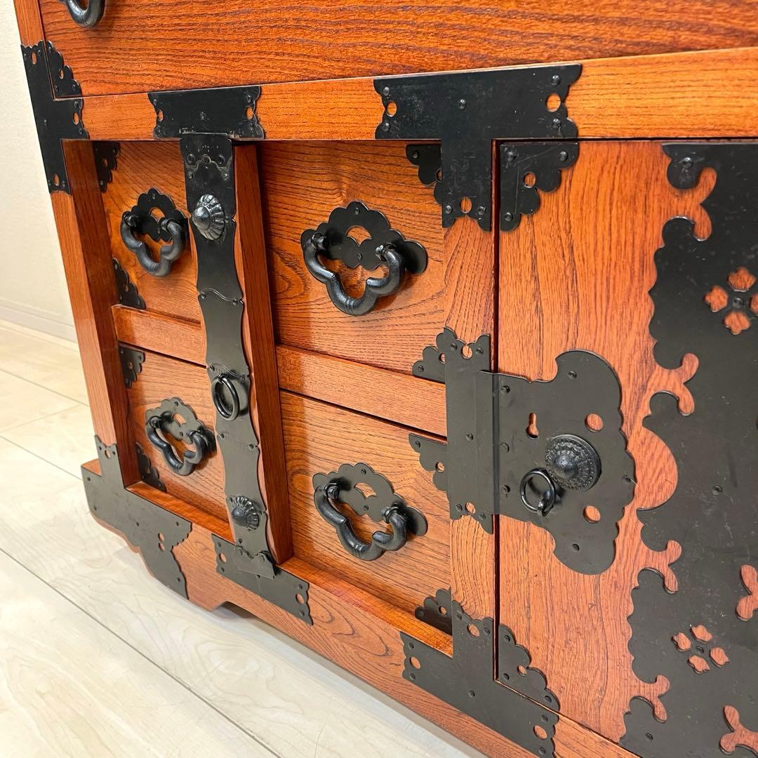 美品】時代箪笥 車箪笥 和箪笥 龍金具 無垢材 民芸家具 レトロ