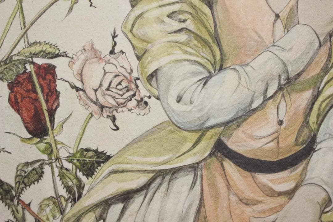 藤田嗣治 エスタンプリトグラフ バラと少女 150部限定