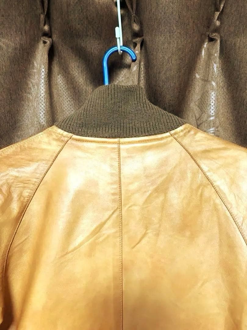 ユナイテッドアローズ・レザーライダース シングル襟もとニット・L