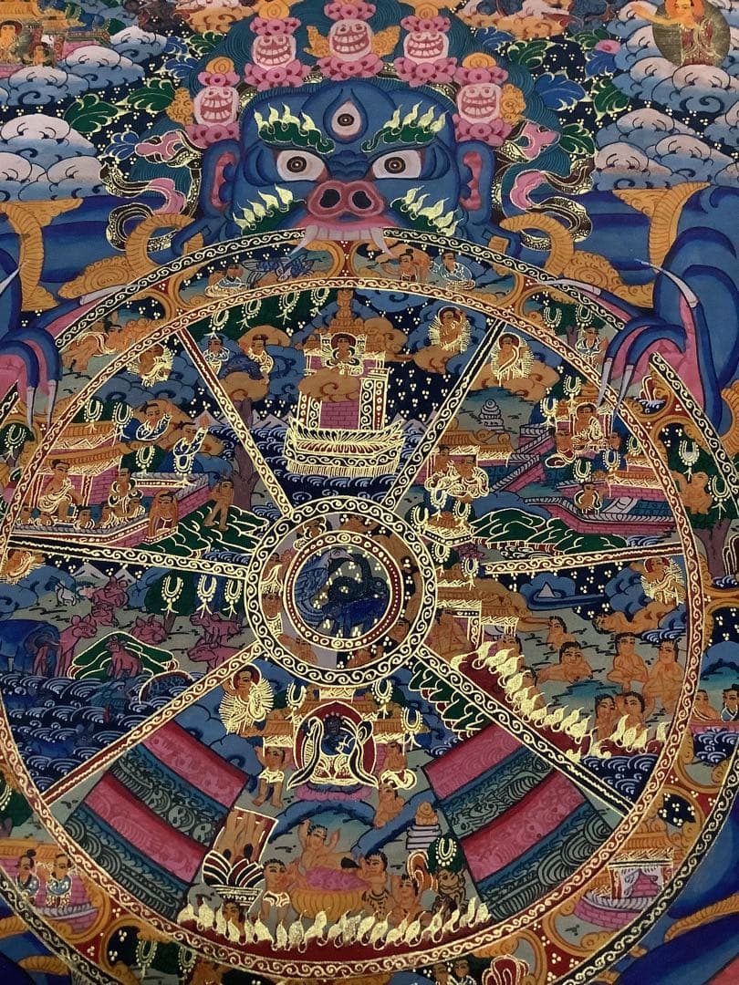 《 チベット密教　新品　1点物 》 手描き　曼荼羅　仏陀　六道輪廻　仏教　a2