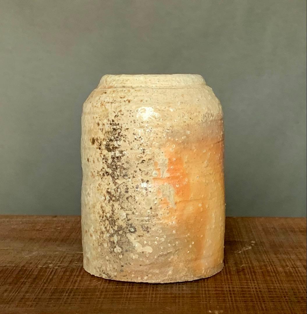 自然釉花入 花器 信楽 穴窯 薪窯 窯変 緋色 焼き締め フラワーベース