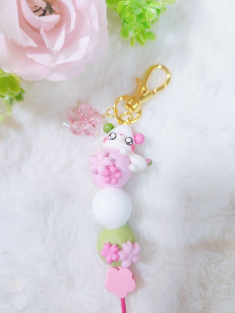 春爛漫フラワー団子　パンダ　フェイクスイーツ　樹脂粘土　スイーツデコ　春