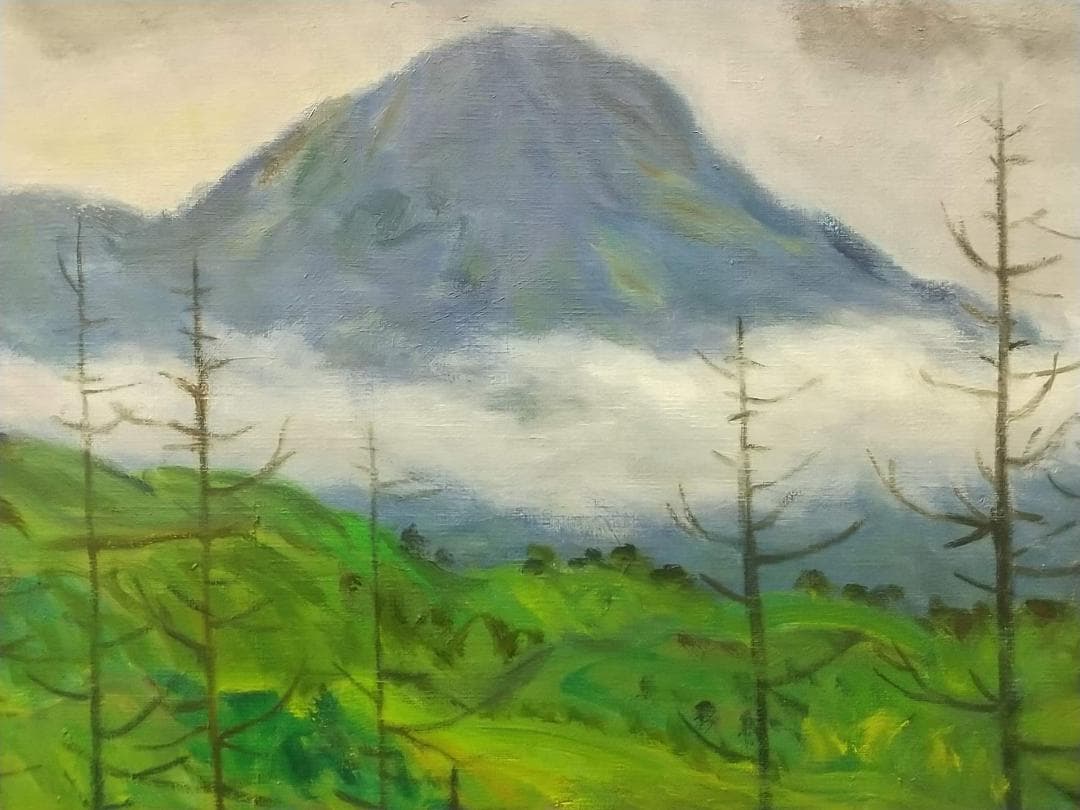 「雨上る湖」絵画 油絵　F8