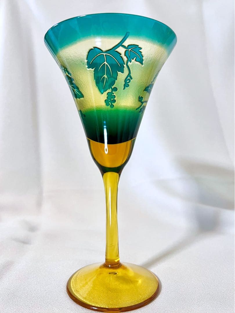 鸛《美品》現代の名工 黒木国昭 綾工房 ワイングラスペア＆ぐい呑みペア切子ガラス