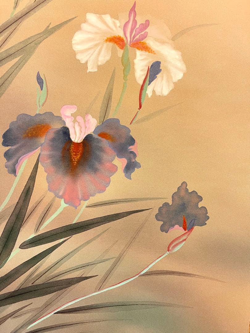 秀峰 肉筆 「菖蒲」 日本画 絵画 掛軸 掛け軸 しょうぶ アート - メルカリ