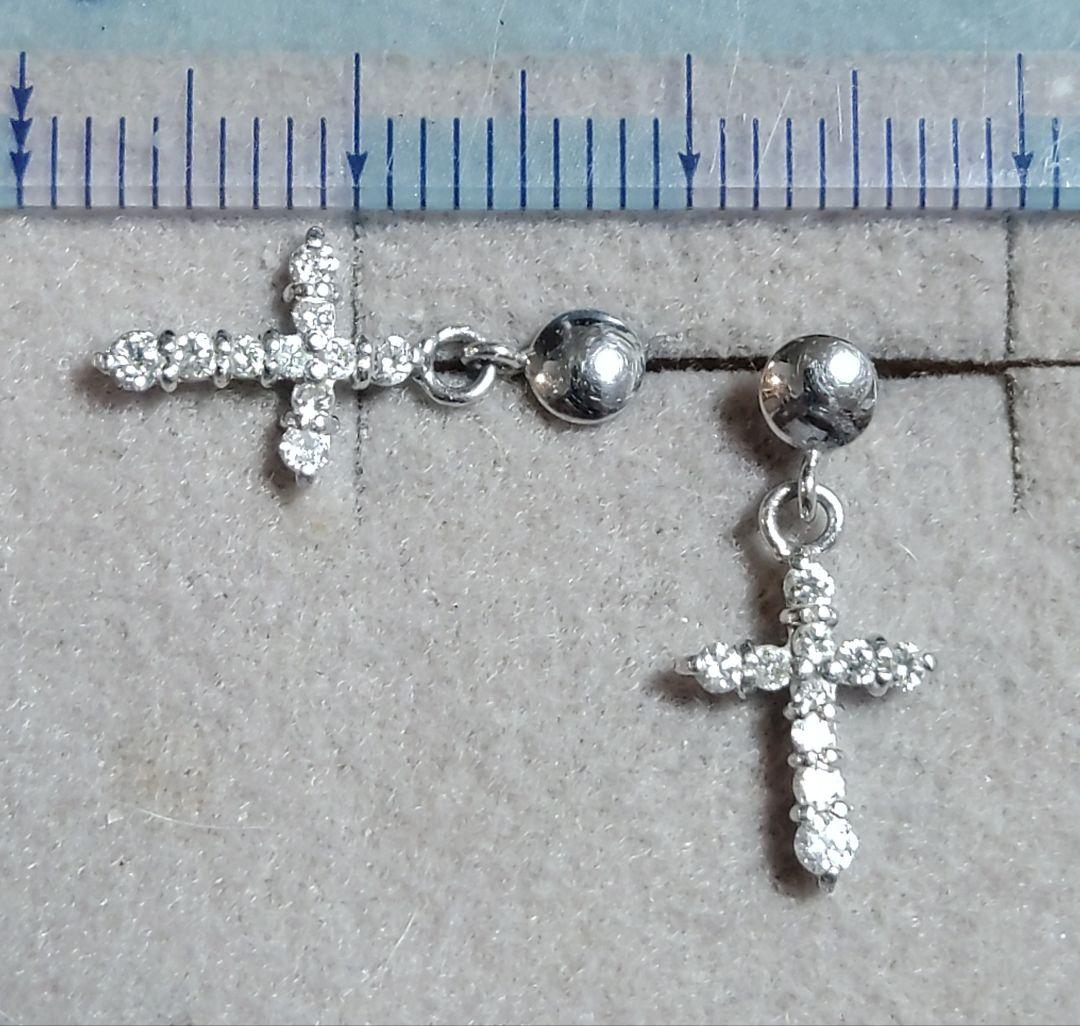 pt900 ダイヤモンド クロス型ピアス 0.20ct