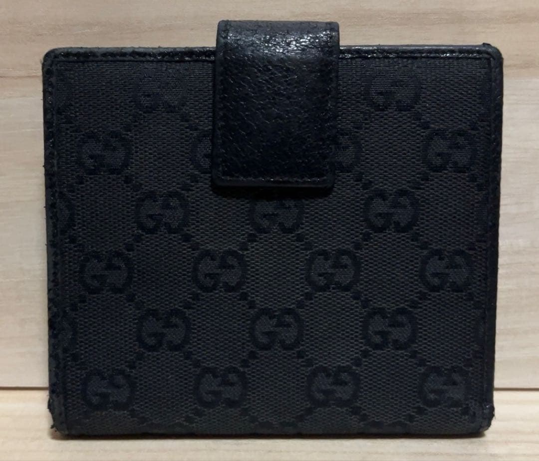 【箱付き】 GUCCI グッチ 二つ折り 財布 GG キャンバス レザー