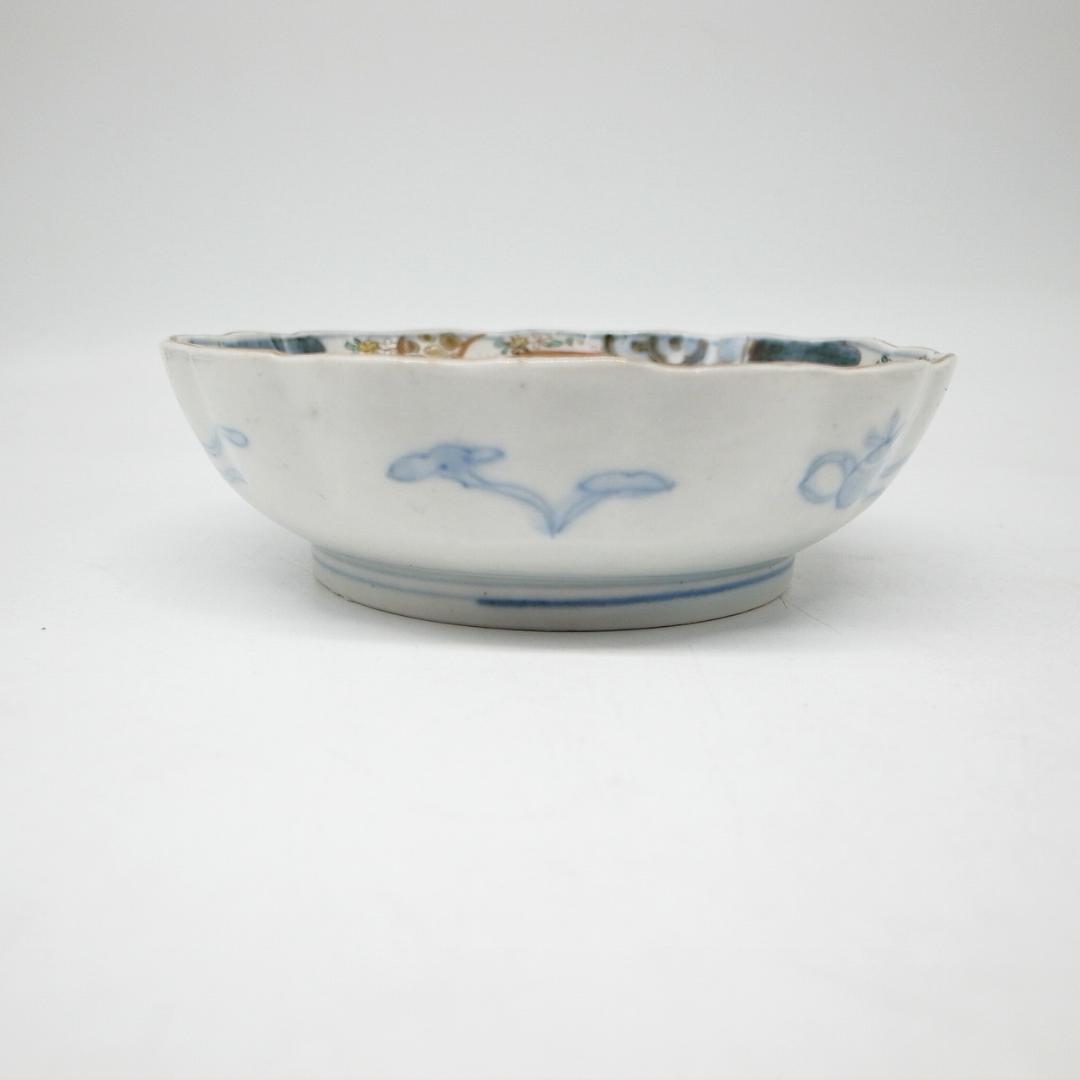 古伊万里　錦手　花に水車文様　なます皿　2枚