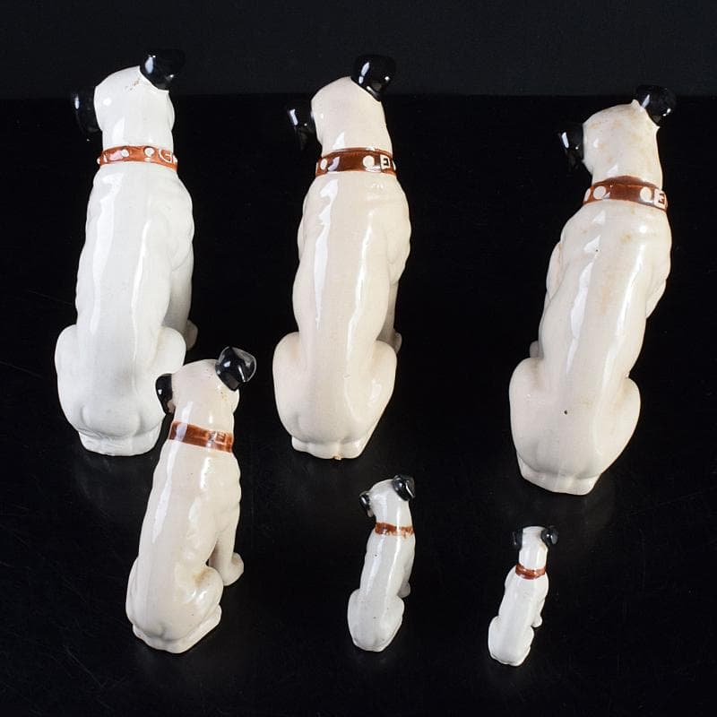 アンティーク 陶器製 ビクター犬 ニッパー君 大中小11点 M R7698B