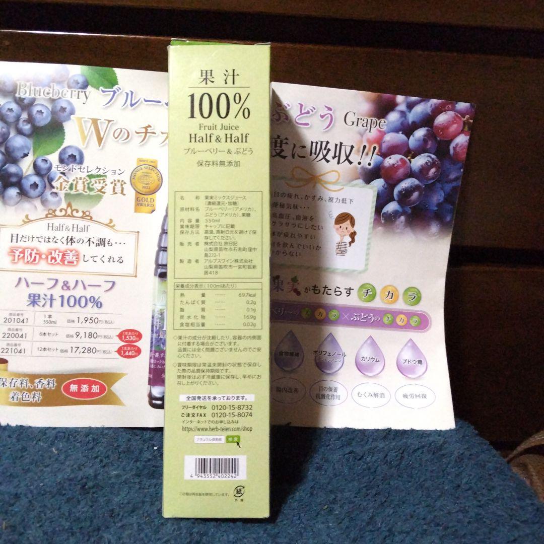 100%ブルーベリー&ぶどうのハーフ&ハーフ果汁100％ジュース 山梨