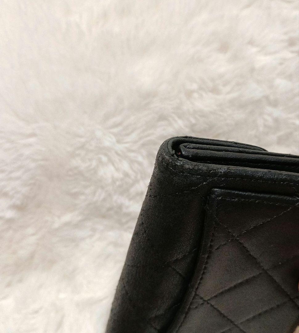 シャネル　ラムスキン　折り財布　カードケース　ケース　シルバー