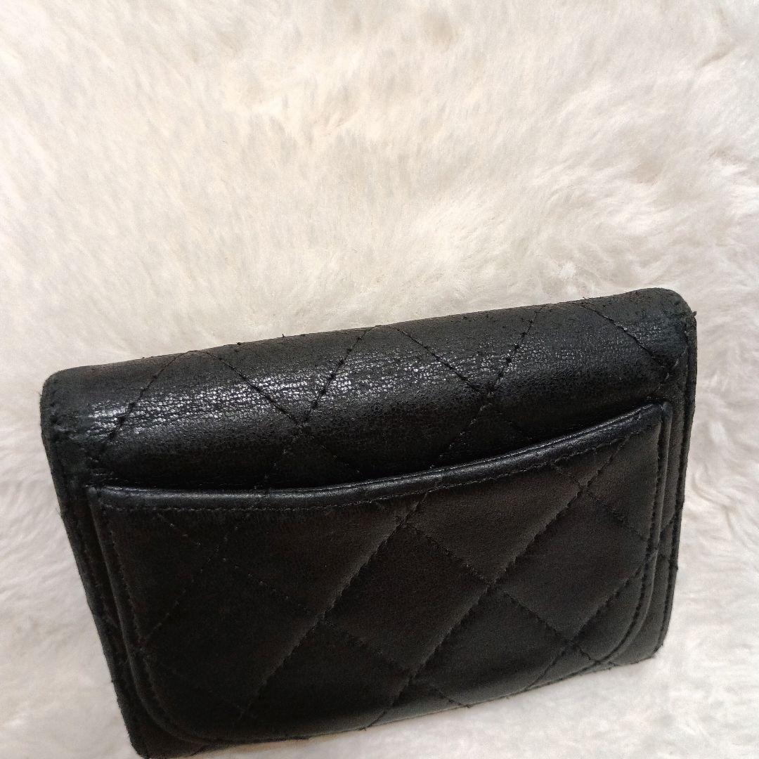 シャネル　ラムスキン　折り財布　カードケース　ケース　シルバー