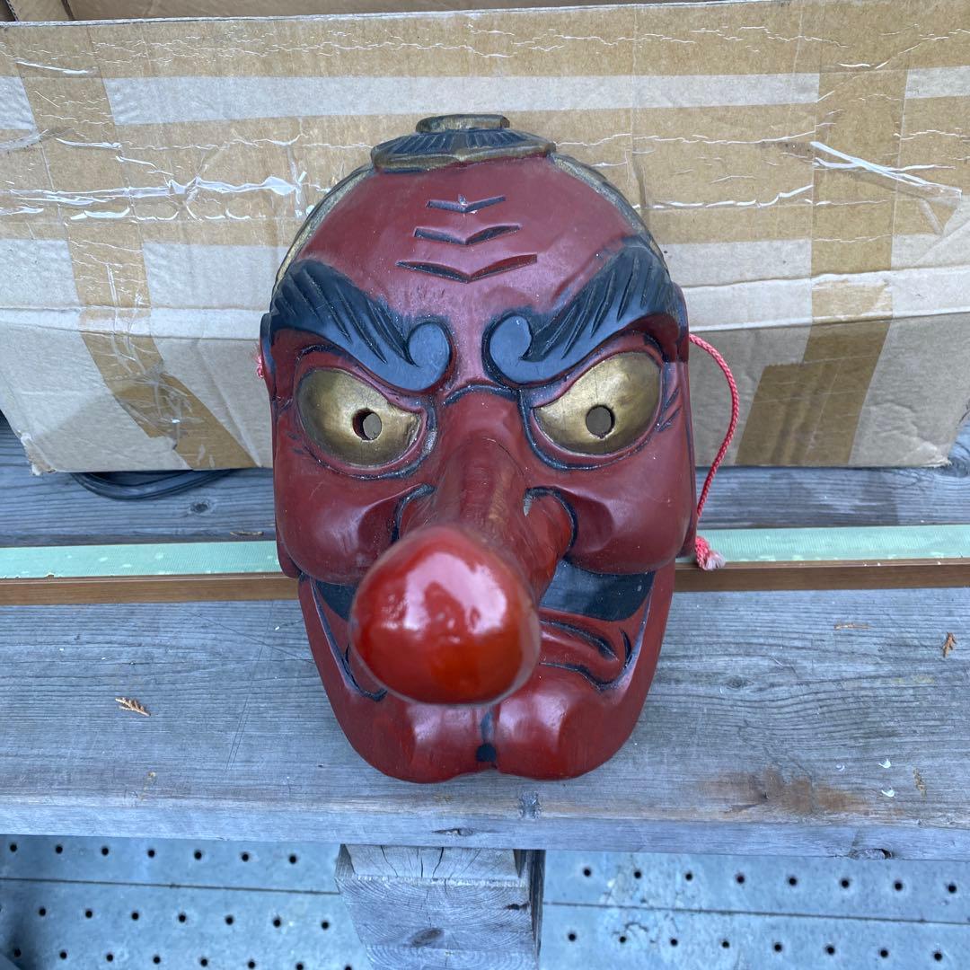 天狗 お面 木彫り 幅20cmX奥行30cmX高さ29cm