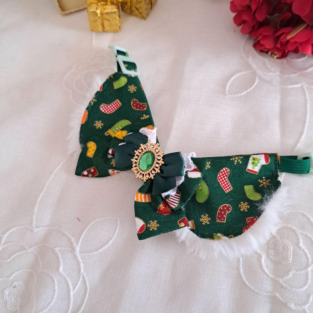 クリスマス短毛ファーシュシュ(緑シマナガエ)わんちゃん猫ちゃん用