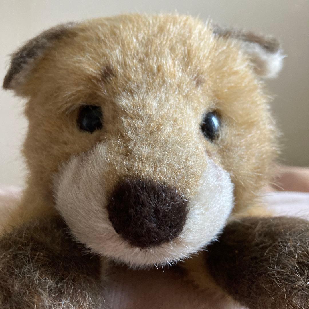 やまね工房落合けいこきつねの赤ちゃん寝そべりぬいぐるみ中古品紙タグ付