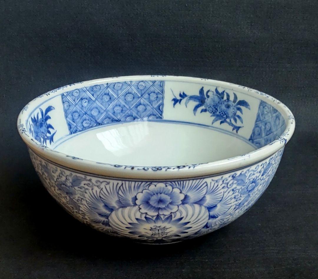 古伊万里　染付　大鉢　線描き