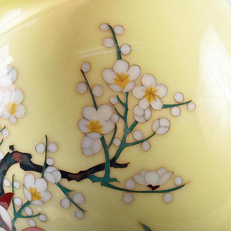 七宝焼　四君子文　花瓶　時代箱付　D　R9122B