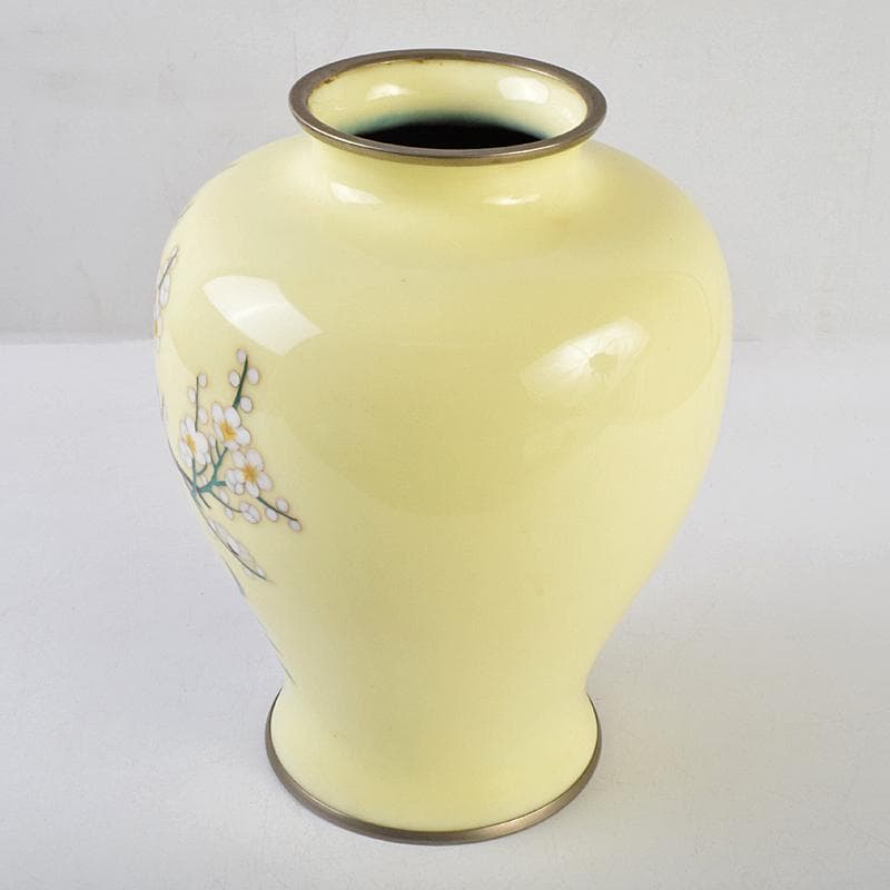 七宝焼　四君子文　花瓶　時代箱付　D　R9122B