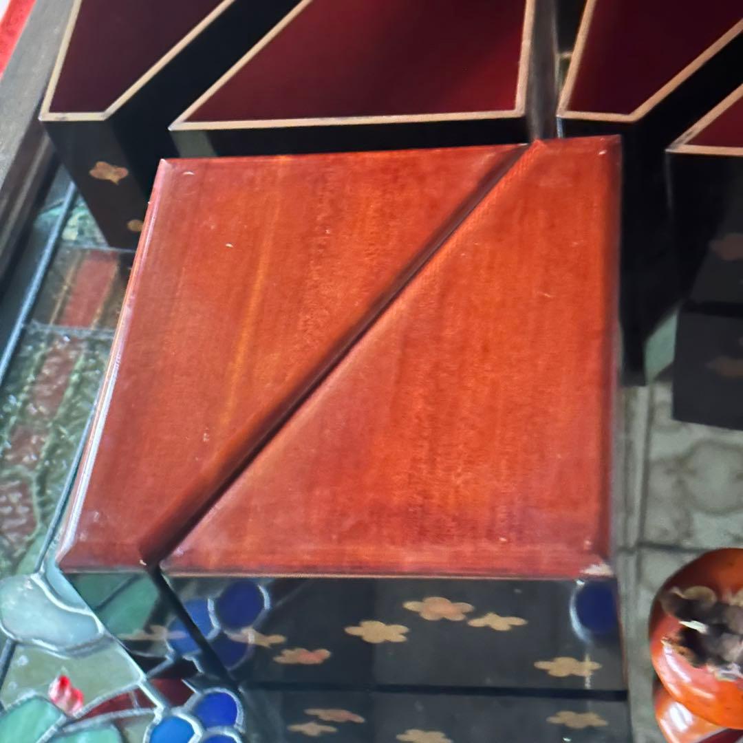 2213様感謝‼️総欅JAPAN蒔絵梅六点大名道具絵替り組子野弁当三対