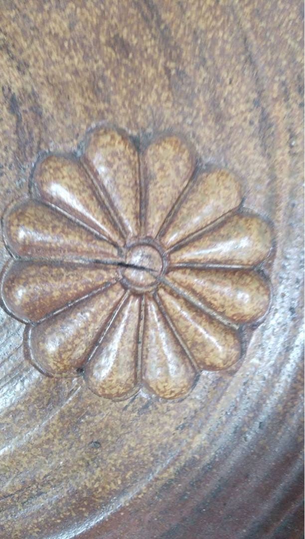 古備前　六古窯　登り窯　江戸時代　天皇家　十二菊紋　胡麻　陶印　大皿　古美術