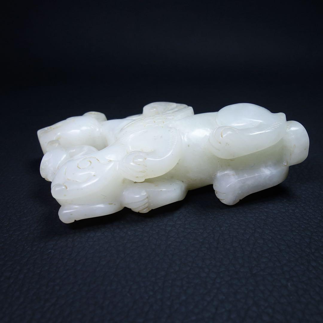 漢時代/唐時代和田玉 和田玉 鳳凰と飛べる虎 彫刻 高古玉