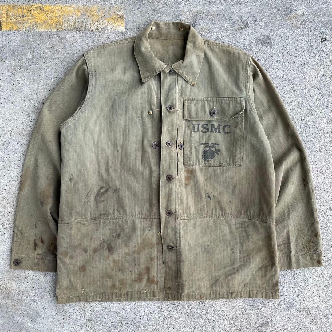 実物 40s USMC 米海兵隊 P-44 HBT ヘリンボーンツイルジャケット
