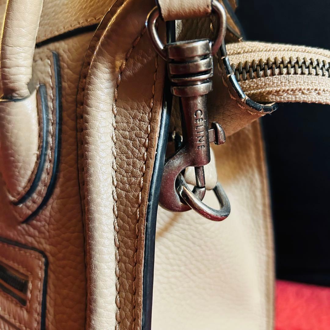 グレー レザー ハンドバッグ ショルダー付 ラゲージナノ ショッパー ベージュ