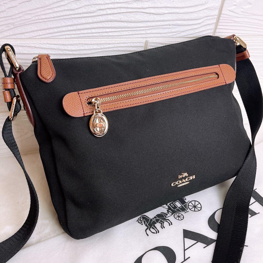 極美品☆COACHコーチ ショルダーバッグ ナイロン キャンバス ブラック