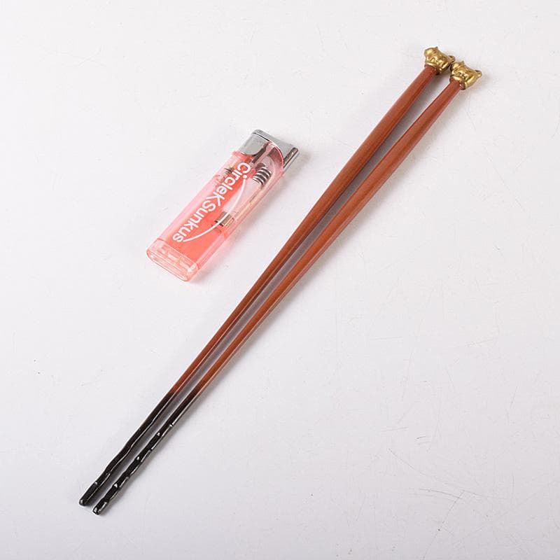 岩田屋特製　鉄山造　狛犬摘銅火箸　共箱　C　7467