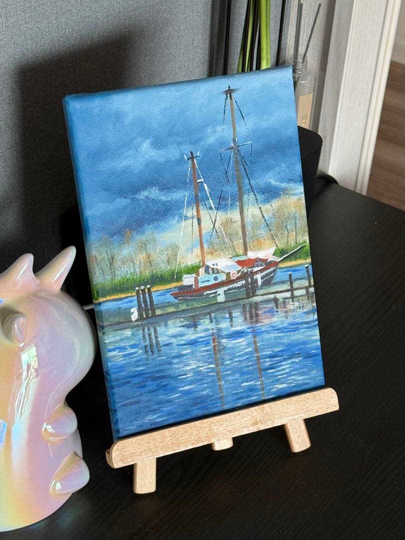 「初晴」　手描き　油絵　風景画　原画　油彩画　印象派