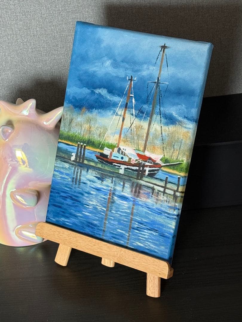 「初晴」　手描き　油絵　風景画　原画　油彩画　印象派