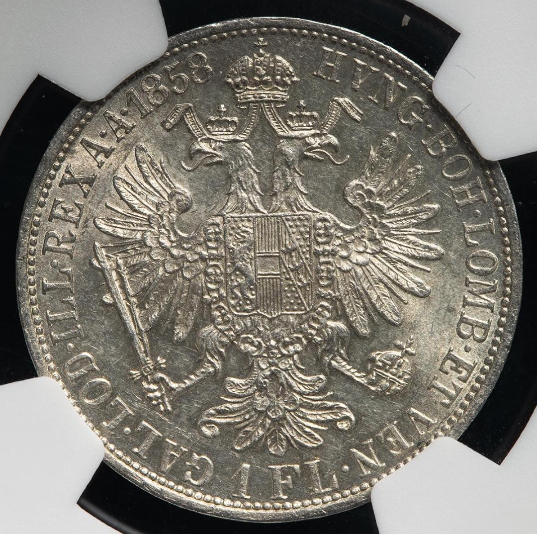 NGC-UNC 洗浄 オーストリア 1858A フランツ・ヨーゼフ1世 月桂冠