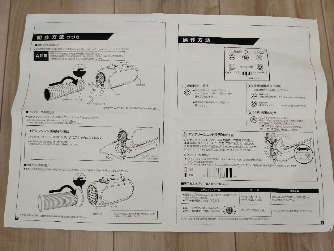 中古　日動工業　エアコン エコやん バッテリーセット SPC-032BAC
