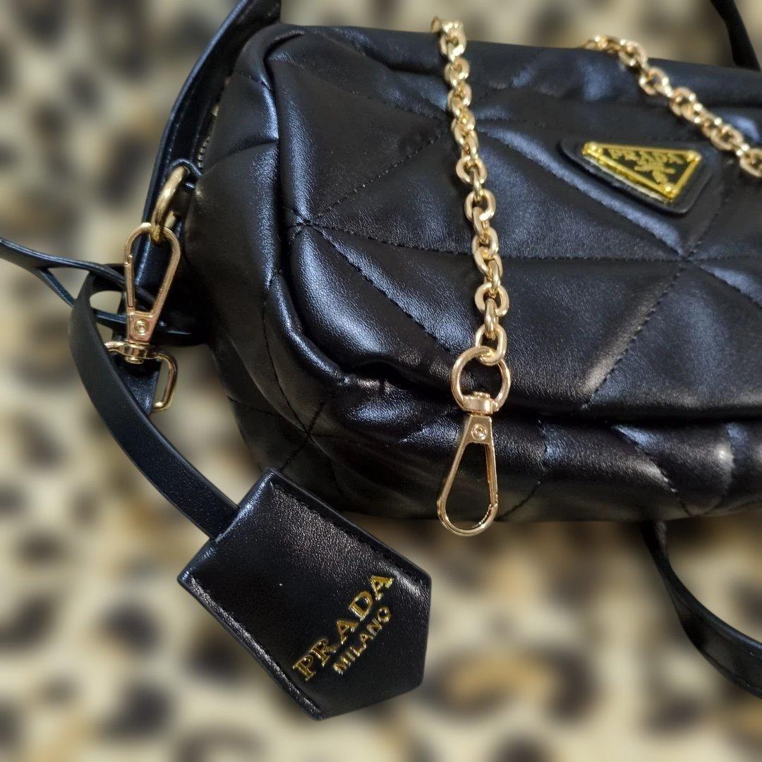 ブラックレザー ショルダーバッグノベルティ