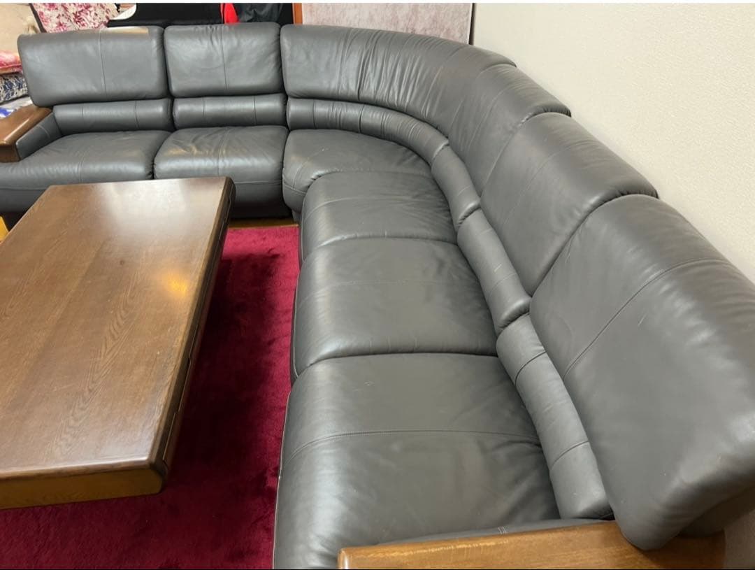 t-s-s-s カリモク 本革レザー ソファー 1脚